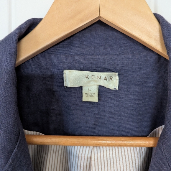 Navy Blue Single-Button 100% Linen Blazer Size Large - Picture 8 of 8